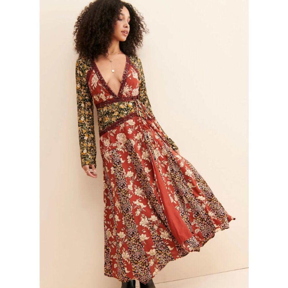Free People Tilda Wrap Maxi Dress Brown Size XS